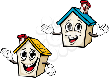 Two cartoon houses for real estate design. Vector illustration