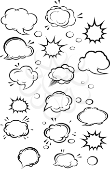 Cartoon clouds and speech bubbles set for comics design