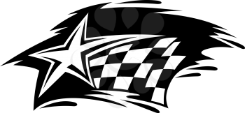 Racing icon with flag and star for motorsport design