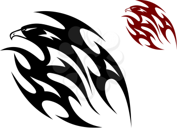 Flying eagle, hawk or falcon bird in tribal style for tattoo design