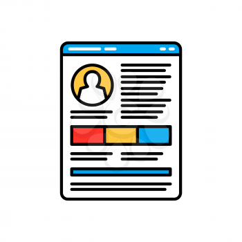 Social profile isolated personal data protection and security icon. Vector GDPR protection and regulation, confidential policy, user info or client base document. Employee resume, client id card