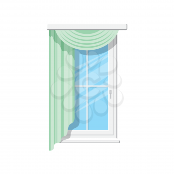 Venetian or roman curtains isolated draperies on window. Vector home or office interior element, window treatments design. Sash with valances vertical blinds or shades, realistic drapery