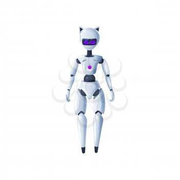 Woman robot artificial intelligence female cyborg isolated futuristic character. Vector ai bot, artificial mechanical droid. Sophisticated android robotic smart helper. Lady robot, sci fi cyber girl
