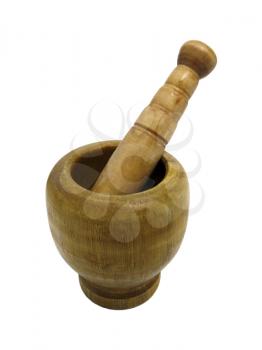 A mortar and pestle on white background