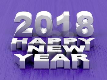 Happy new year 2018 message on purple background