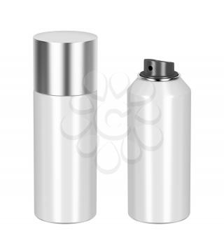 Blank aerosol cans isolated on white background