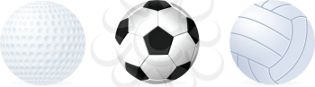 Royalty Free Clipart Image of Three Sports Balls