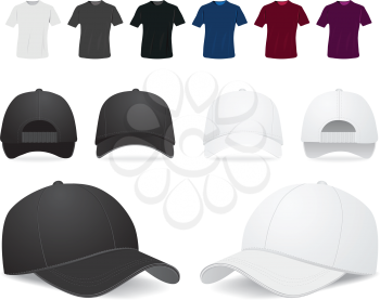Royalty Free Clipart Image of Shirts and Caps