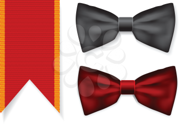 Royalty Free Clipart Image of Bow Ties and a Ribbon