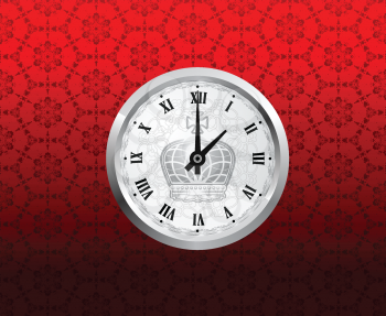 Royalty Free Clipart Image of a Vintage Clock on a Wall