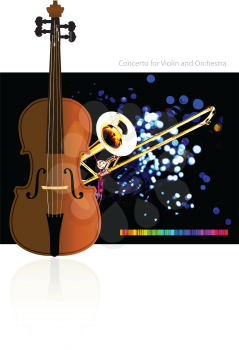 Royalty Free Clipart Image of a Cello and Violin Background