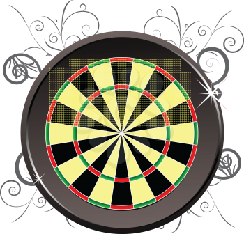Royalty Free Clipart Image of a Dartboard With Flourishes