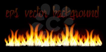 Burn flame fire vector background isolated on black background