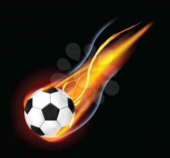 Royalty Free Clipart Image of a Flaming Soccer Ball