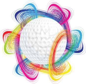 Royalty Free Clipart Image of a Golf Ball in Swirls