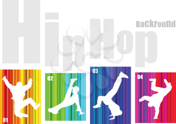 Royalty Free Clipart Image of Hip Hop Dance Silhouettes
