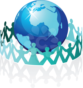 Royalty Free Clipart Image of People Around a Globe