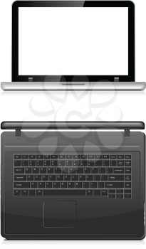Royalty Free Clipart Image of a Laptop From Top and Bottom
