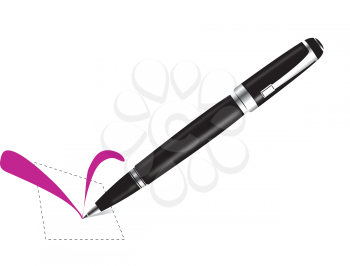 Royalty Free Clipart Image of a Pen Writing a Check Mark