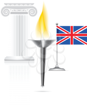 Torch with flame with england flag. Vector illustration