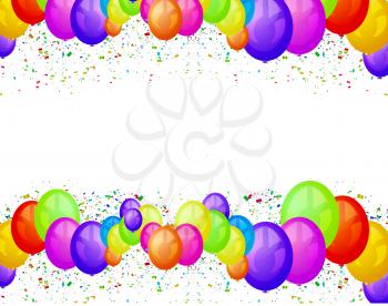 Royalty Free Clipart Image of Balloons and Confetti