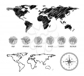 Royalty Free Clipart Image of World Map Elements