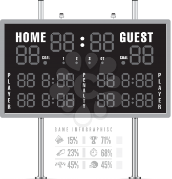 American football scoreboard with infographics. Vector illustration
