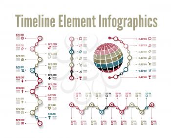 Timeline element vector infographic on white background
