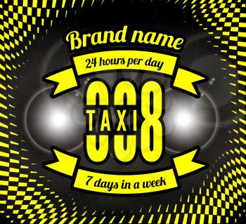 Business card taxi with phone number. Vector illustration