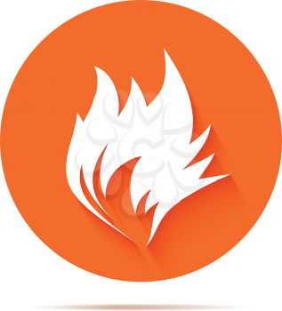 Fire icon on orange background. Vector illustration