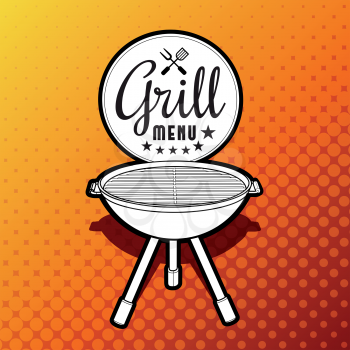 Barbecue grill vector illustration on yellow vintage background