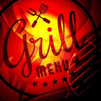 Barbecue grill vector illustration on fire background