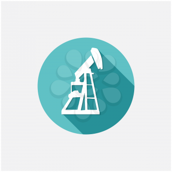 Oil, Industry button,vector flat illustration on grey