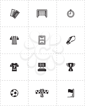 Soccer icon set. Vector illustration on white