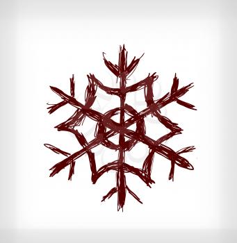 Snowflake.  Hand drawn vector illustration on light grey background