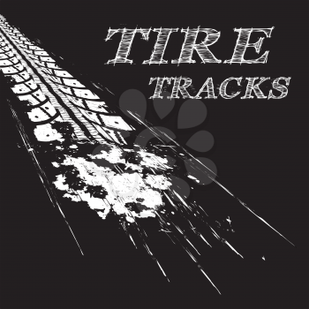 Tire tracks.  Vector illustration on black background