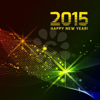 Happy 2015 new year vector on black background