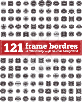 121 frame borders in vintage style. Vector illustration