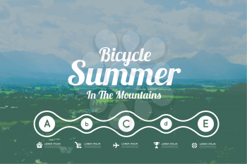 Bicycle summer in the mountains. Vector infographics