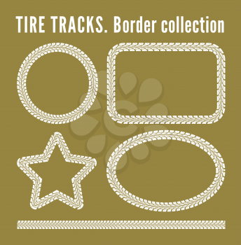 Tire tracks.  Vector illustration on yellow background