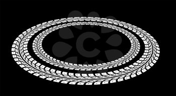Tire tracks. Vector illustration on black background