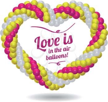 Heart made from balloons for the wedding ceremony. Vector illustration on a white background
