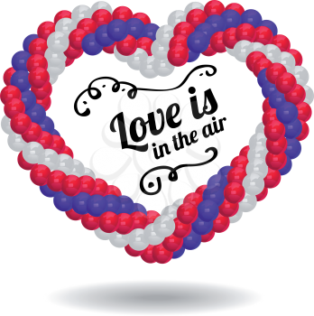 Heart made from balloons for the wedding ceremony. Vector illustration on a white background