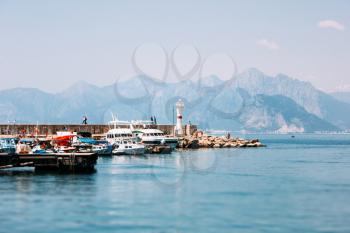 Coast Antalya Turkey Kaleici, the promenade. Marina Antalya