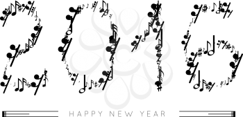 Musical notes in the form of numbers of the year 2016. Vector illustration