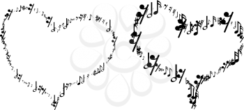Musical notes in the form of heart. Vector illustration on white background