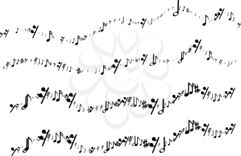 Musical notes in the form of a wavy line. Vector illustration on white background