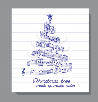 Christmas tree from music notes. Vector illustration