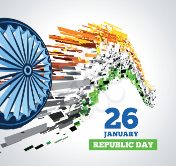 Indian Republic Day vector background with flag on white