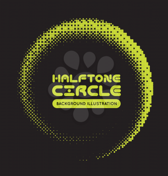 Halftone illustration. Black and green vector background